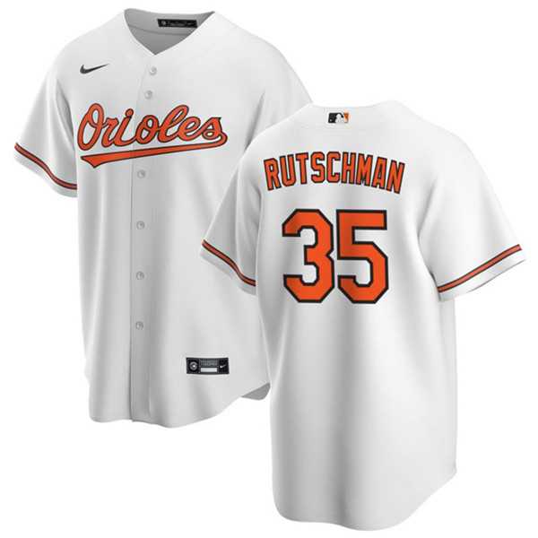 Men's Baltimore Orioles #35 Adley Rutschman White Cool Base Stitched Jersey Dzhi
